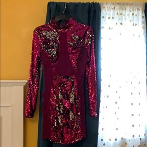 Sequin Flip Long Sleeve Dress